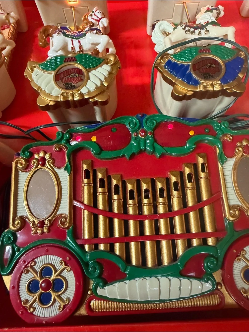 1992 Mr Christmas Holiday Carousel 6 Horses Calliope Organ 21 Songs Works VTG